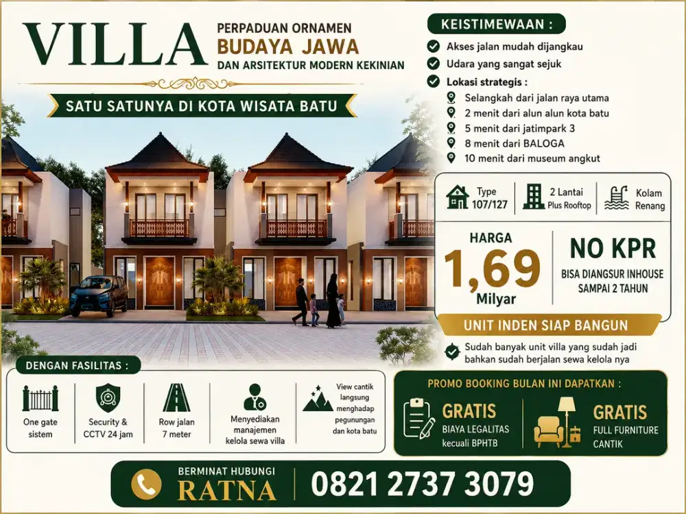 VILLA PLUS KOLAM RENANG DAN ROOFTOP DEKAT ALUN ALUN KOTA BATU