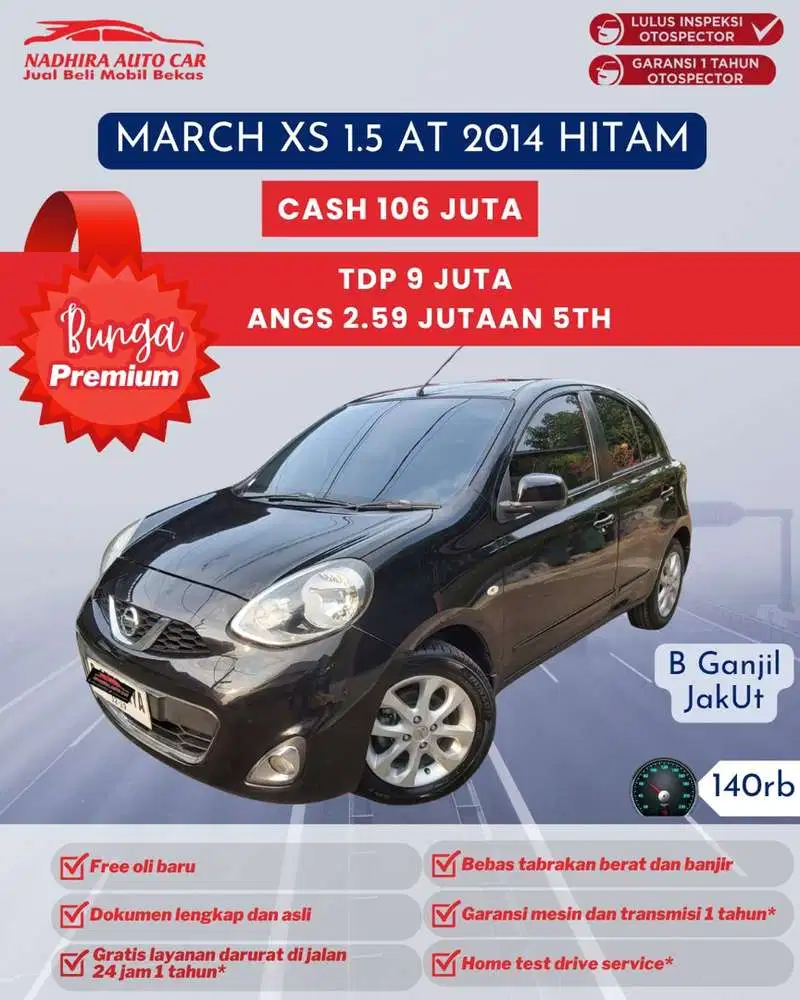 Angsuran Bunga premium 2 Jutaan March 1.5 XS AT 2014 Hitam