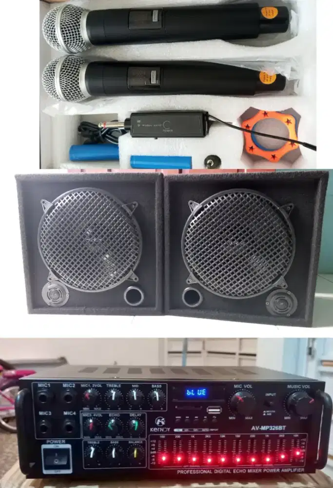 Paket lengkap sound system karaoke 12 wireless
