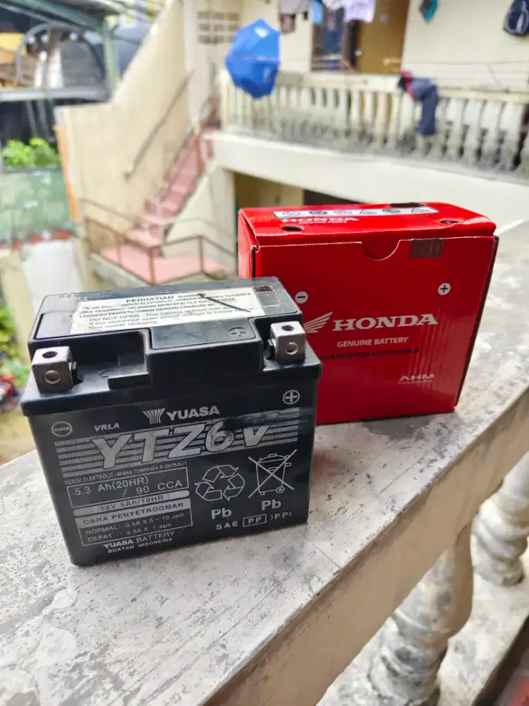 Aki motor Yuasa YTZ6V honda yamaha susuzki kondisi masih bagus