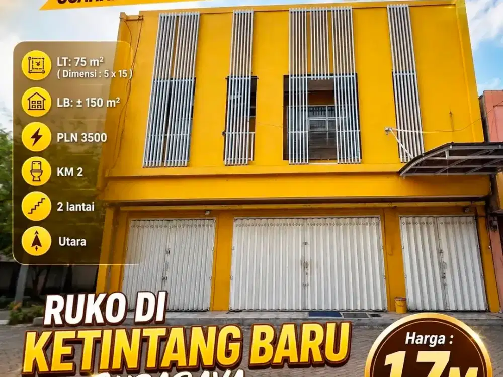 DIJUAL RUKO UNDER 2M JALAN KETINTANG SURABAYA
