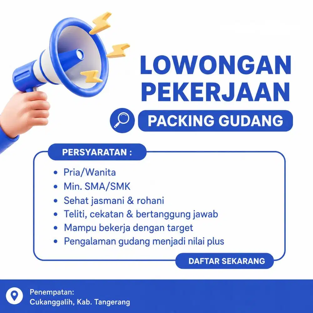 DIBUTUHKAN SEGERA!! TEAM PACKING DAN PRODUKSI