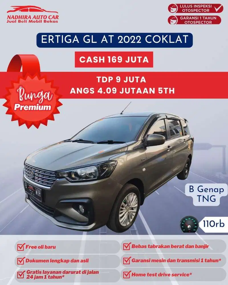 Angsuran Bunga Premium 4 Jutaan Ertiga GL AT 2022 Coklat