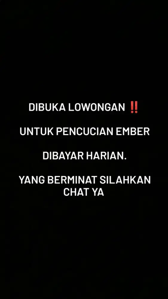 Dibuka Lowongan Untuk Bagian Pencucian / Kebersihan