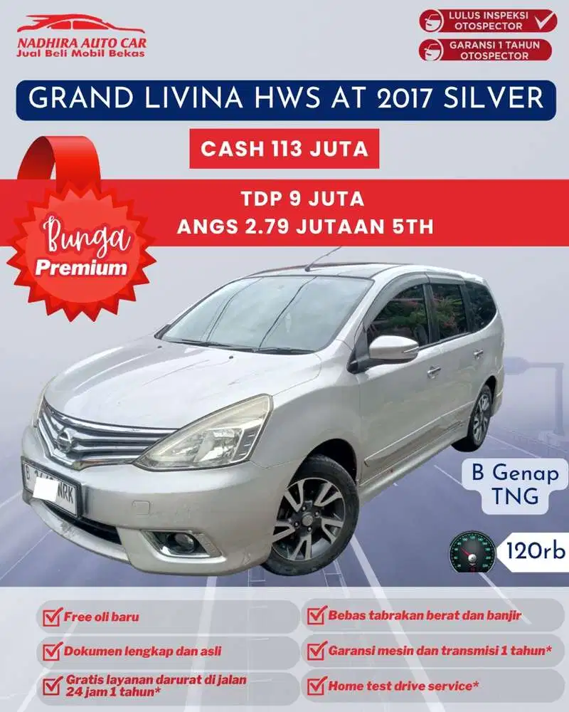 Angsuran Bunga Premium 2 Jutaan Livina HWS AT 2017 Silver
