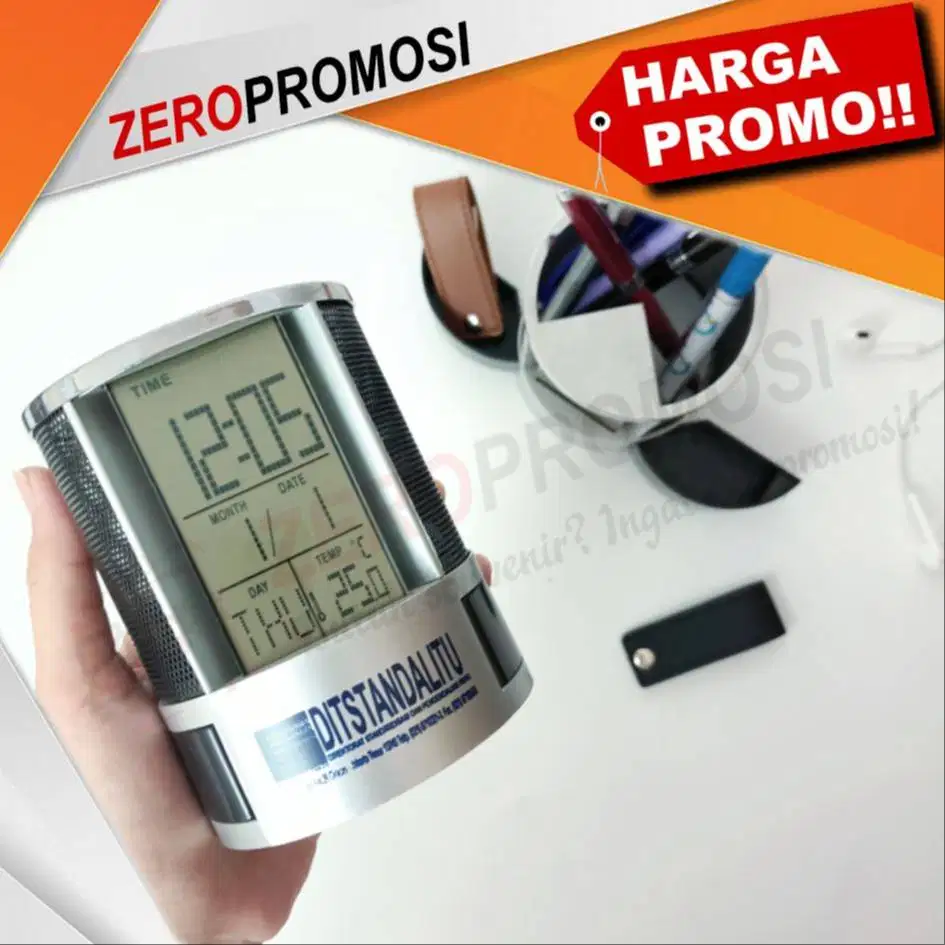 Jam Meja JHL 2668 Multifungsi Custom Logo untuk Souvenir Kantor