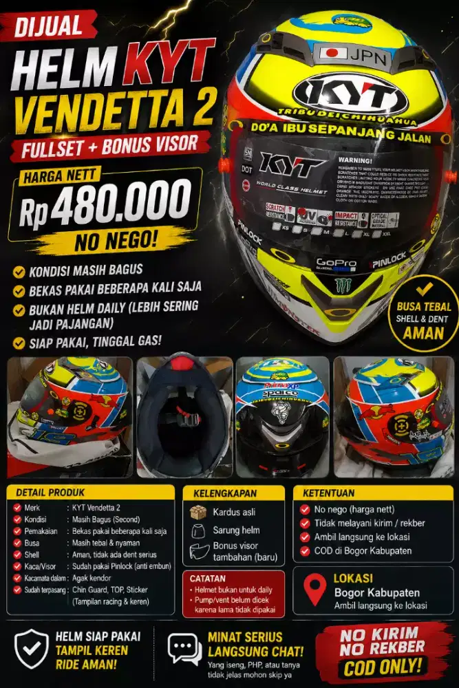 Helm KYT vendetta 2 motif Xavier Simeone