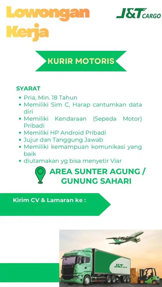 DIBUTUHKAN KURIR EKSPEDISI, STAFF GUDANG BONGKAR MUAT PAKET