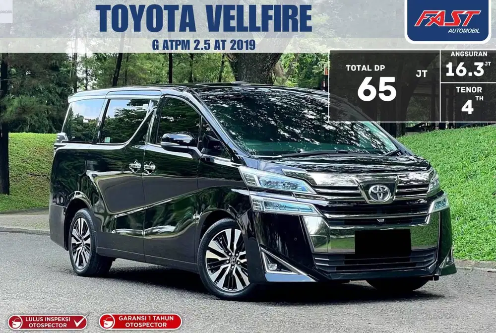 TOYOTA VELLFIRE G ATPM 2019 2.5 AT PILOT SEAT SUNROOF LOW KM.62RB