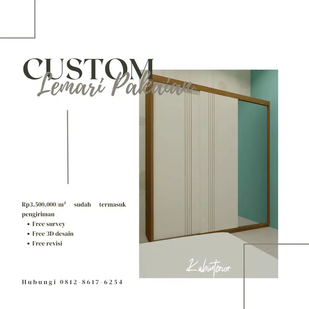 Custom Lemari Pakaian Pintu Sliding Minimalist