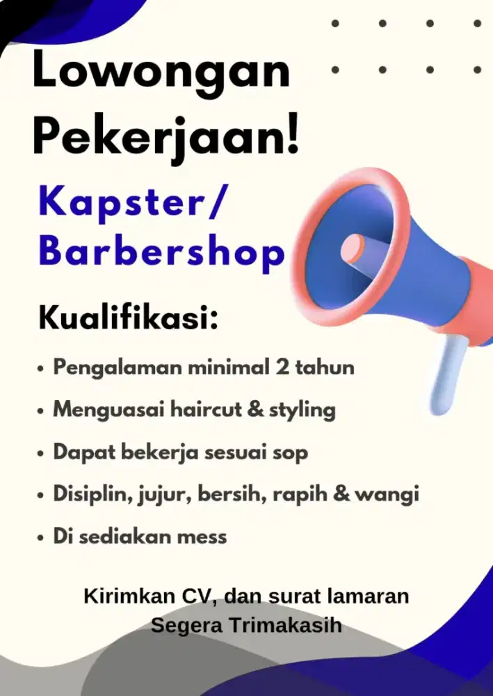 DI CARI CAPSTER TUKANG CUKUR BUAT BARBER SHOP