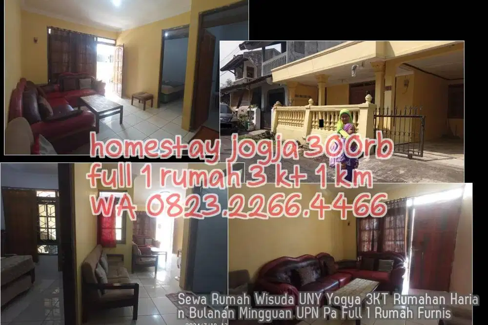 Sewa Rumah Wisuda UNY Yogya 3KT Rumahan Harian Bulanan Mingguan UPN Pa