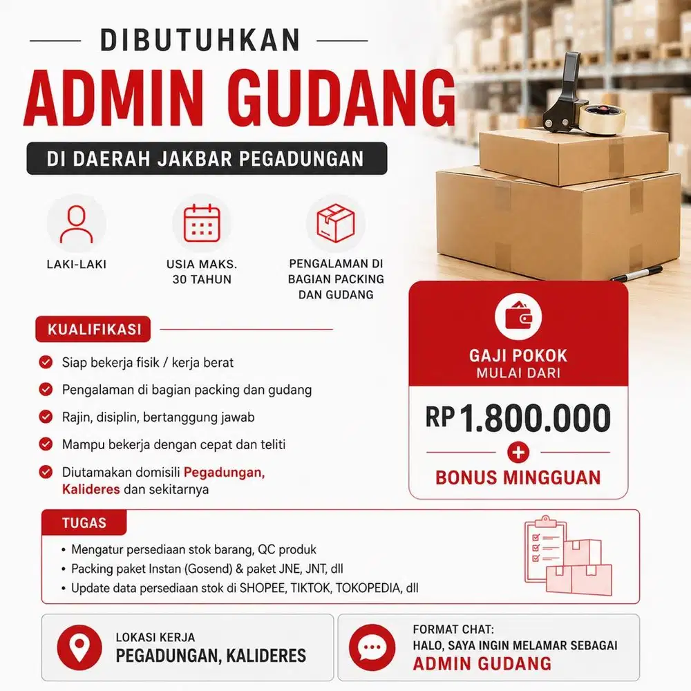 LOWONGAN KERJA KARYAWAN PACKING PAKET