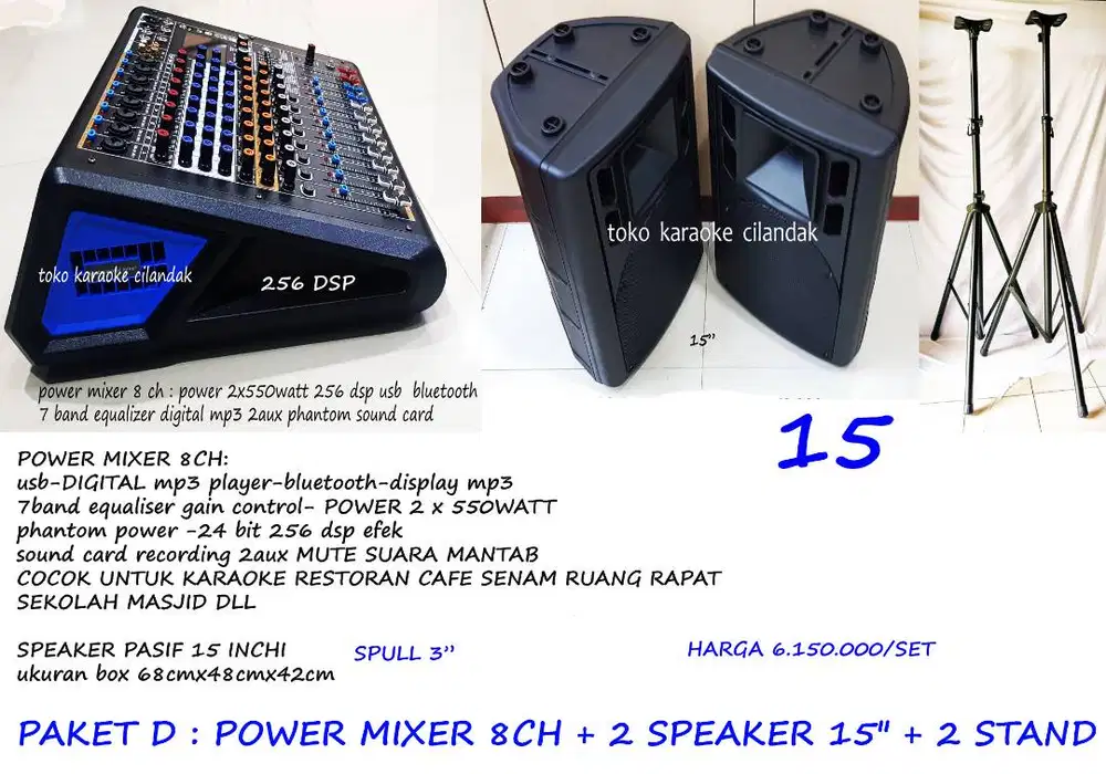 paket speaker pasif 15 inch cocok untuk acara pesta / senam