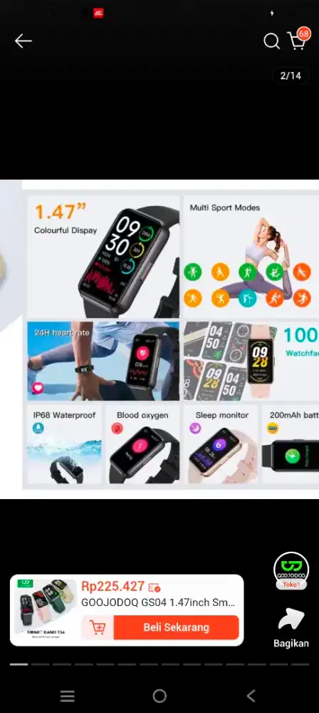 Goojodoq Smart Band Colourful Display Heart Rate Monitoring