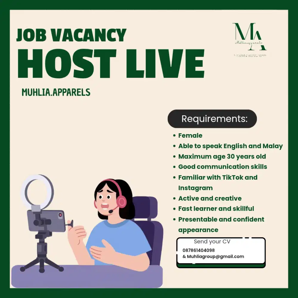 WE’RE HIRING — HOST LIVE MUHLIA.APPARELS!
