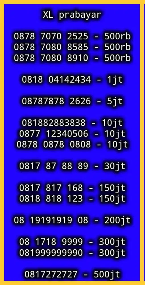 NOMOR CANTIK XL PRABAYAR