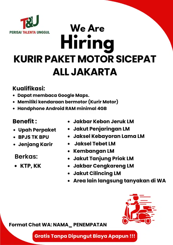 KURIR MOTOR PAKET AREA JAKARTA