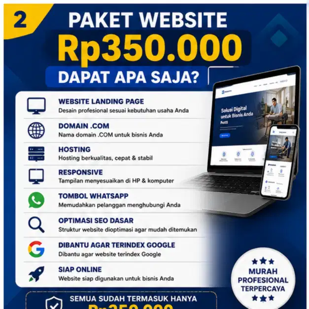 Jasa Pembuatan Website Bekasi Rp350.000 + Domain COM