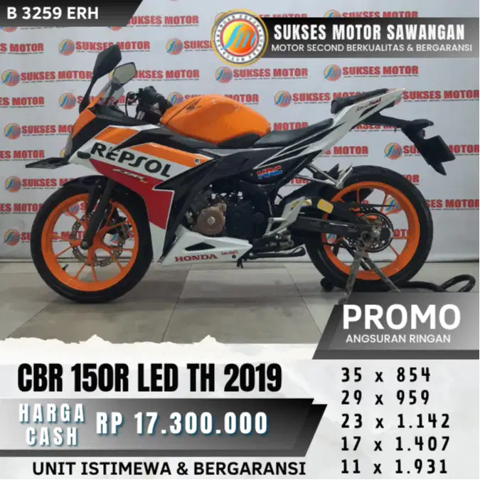 UNIT MULUS LOW KM ASLI HONDA CBR 150R LED TH 2019 CBR 150 R BERGARANSI