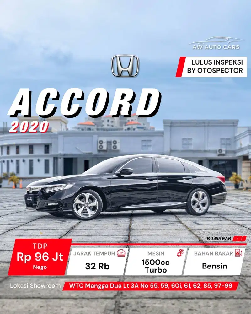 Honda Accord 1.5 Turbo NIK 2020 Honda Sensing low KM 2021 RS 2019