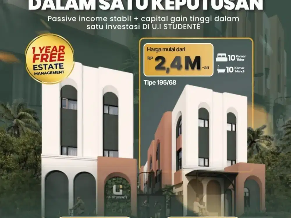 Jual Rumah Kos UI Depok Depan Akses Vokasi UI SHM IMB 10 Kamar