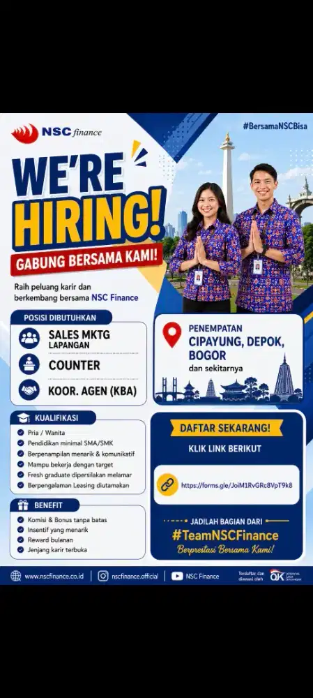 LOWONGAN SALES MARKETING NSC FINANCE