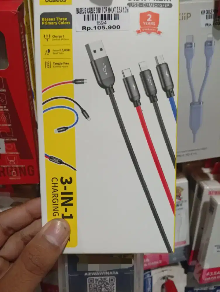 BASEUS CABLE 3IN1 FOR M+L+T 3.5A 1.2M l ATLANTIS DAHSYAT