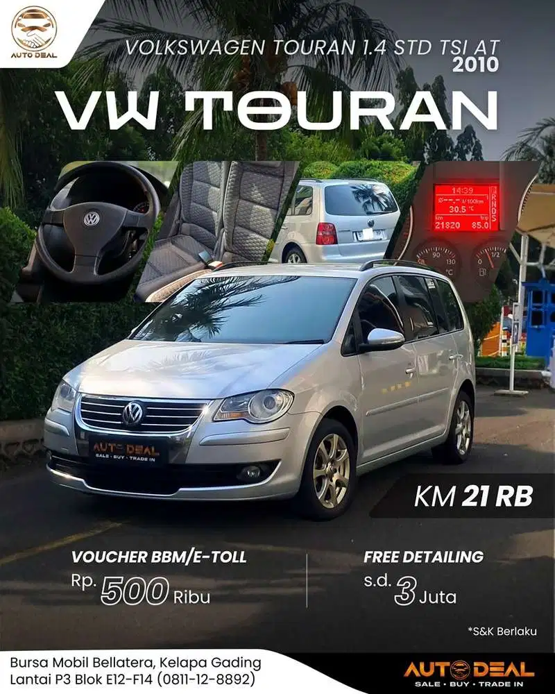 MOBIL LANGKA, KM RENDAH !! Volkswagen Touran 1.4 STD TSI AT 2010