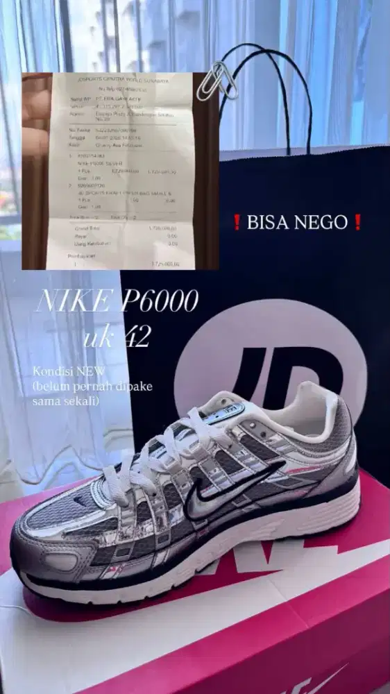 Sepatu Nike P-6000 Silver