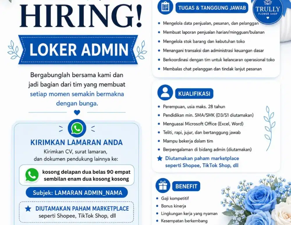 loker admin kirim ke wa itu