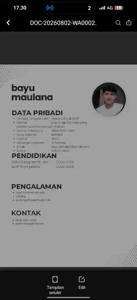 Info loker nya dong yang penting halal