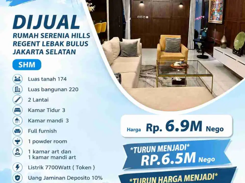 update turun Harga ...dijual rumah sherenia hill regent Lebak bulus jakarta selatan