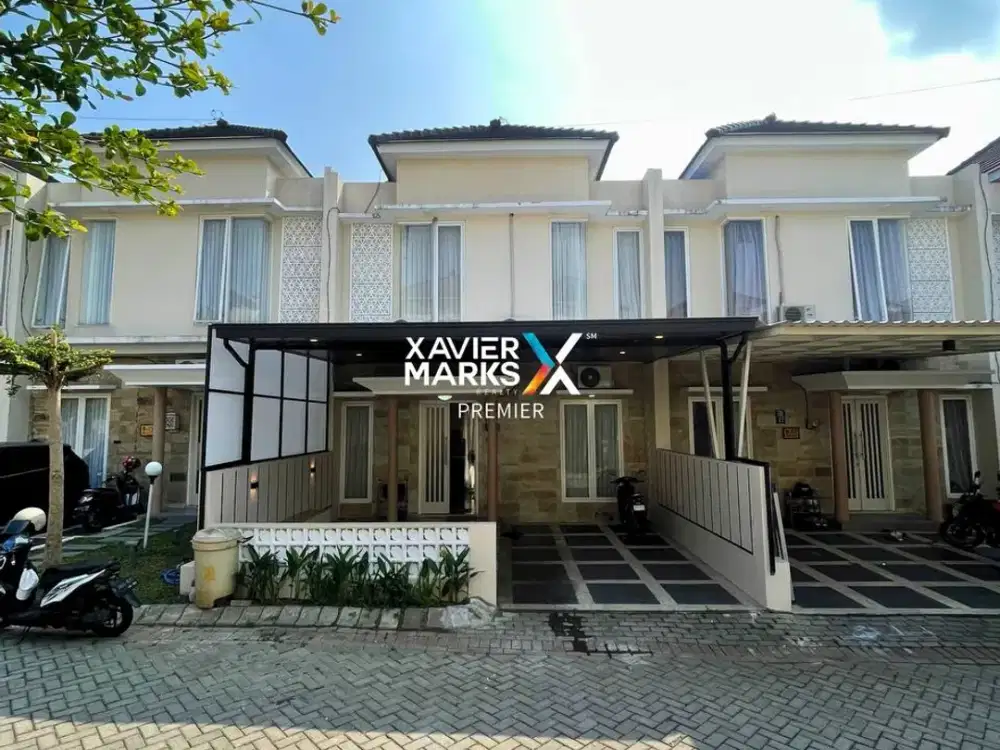 DIJUAL Rumah Modern 2Lt Full Perabot Dg Area Carport Bercanopy Siap Huni Lingkungan One Gate System Dekat Akses Tol dan AL-Mahira IIBS di Tirtasani