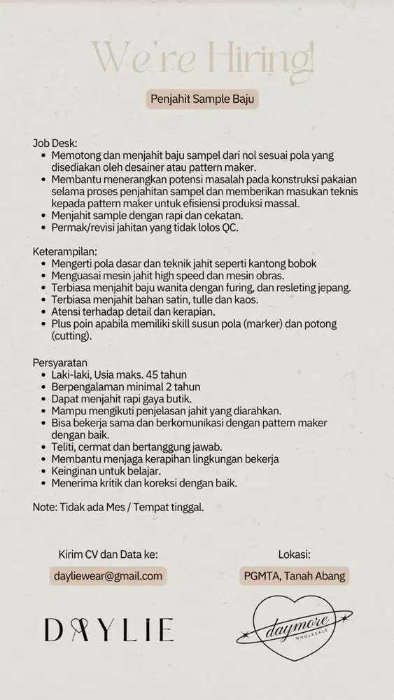 Tukang Jahit Sample Baju Wanita