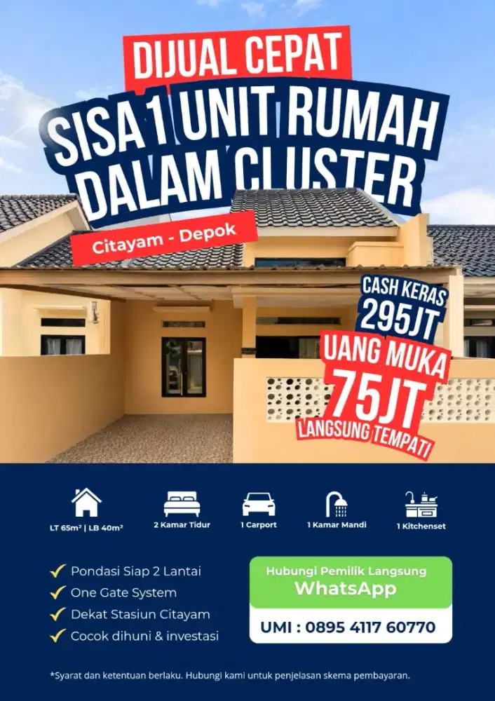 Temukan Rumah impian lokasi cluster Citayam - Bojong Gede