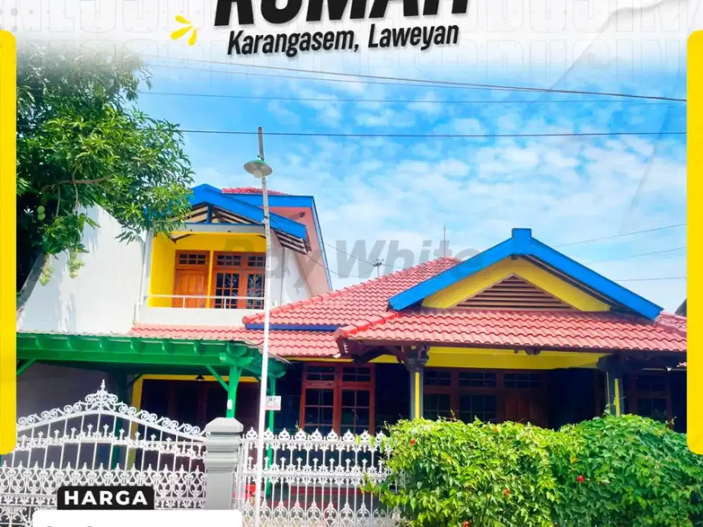 Rumah Luas 1,5 Lantai LT 378m² LB 450m² Muka Lebar 15m SHM Strategis Dekat UMS & Solo Square di Jl. Sawo Jajar Karangasem Laweyan Surakarta