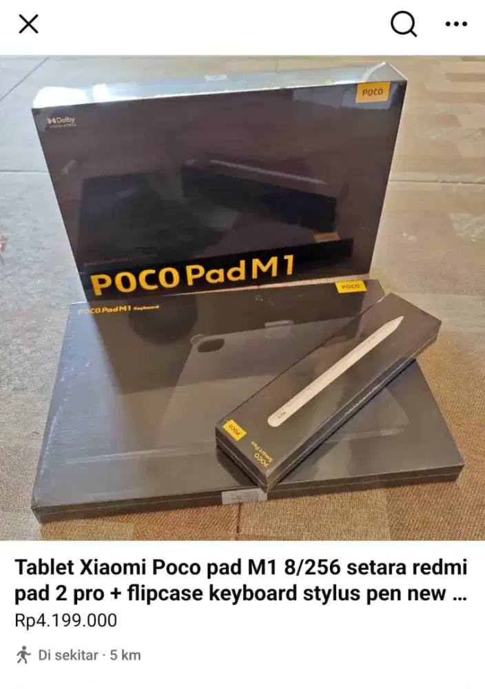 Tablet Xiaomi poco pad M1 8/256 setara redmi pad 2 pro + keyboard pen