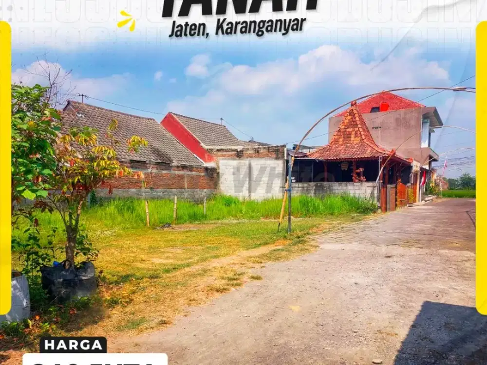 Tanah Kavling Siap Bangun LT 110m² Muka Lebar 12m Hadap Barat SHM Harga 240 Juta di Perum Milenia Residence Jati Jaten Karanganyar