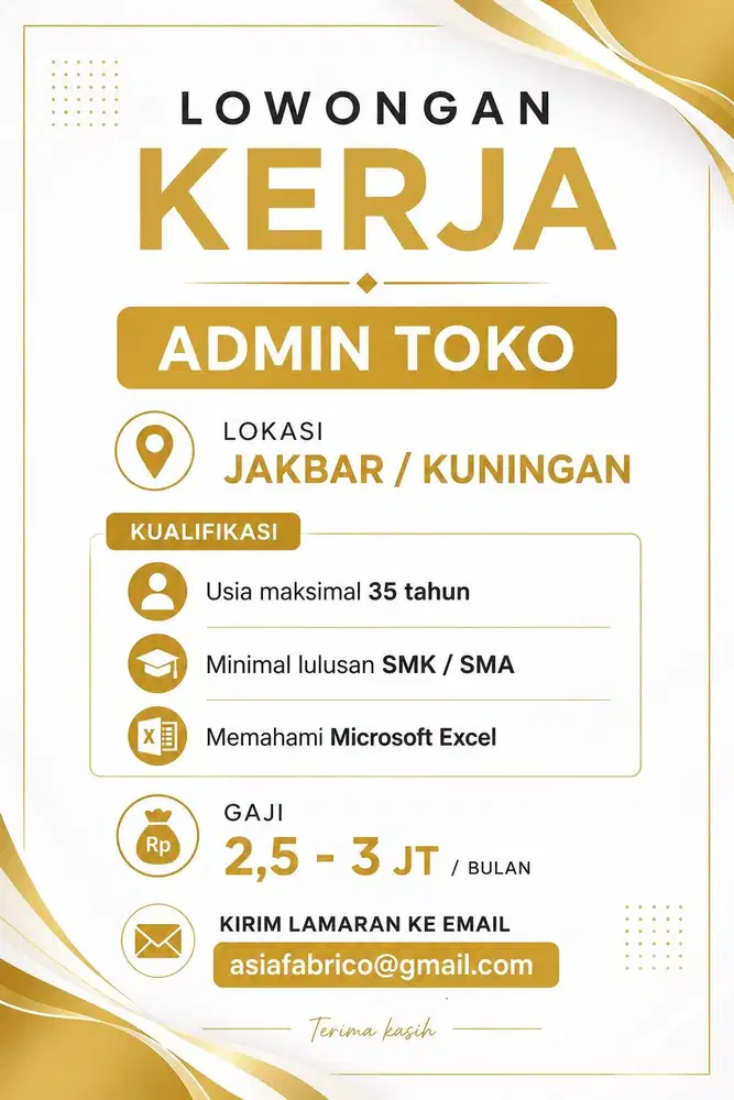 Lowongan kerja Admin