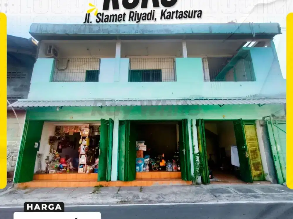 Disewakan Ruko 2 Lantai Strategis LT 100m² LB 200m² Muka Lebar 10m Tepi Jl. Slamet Riyadi Kartasura Sukoharjo
