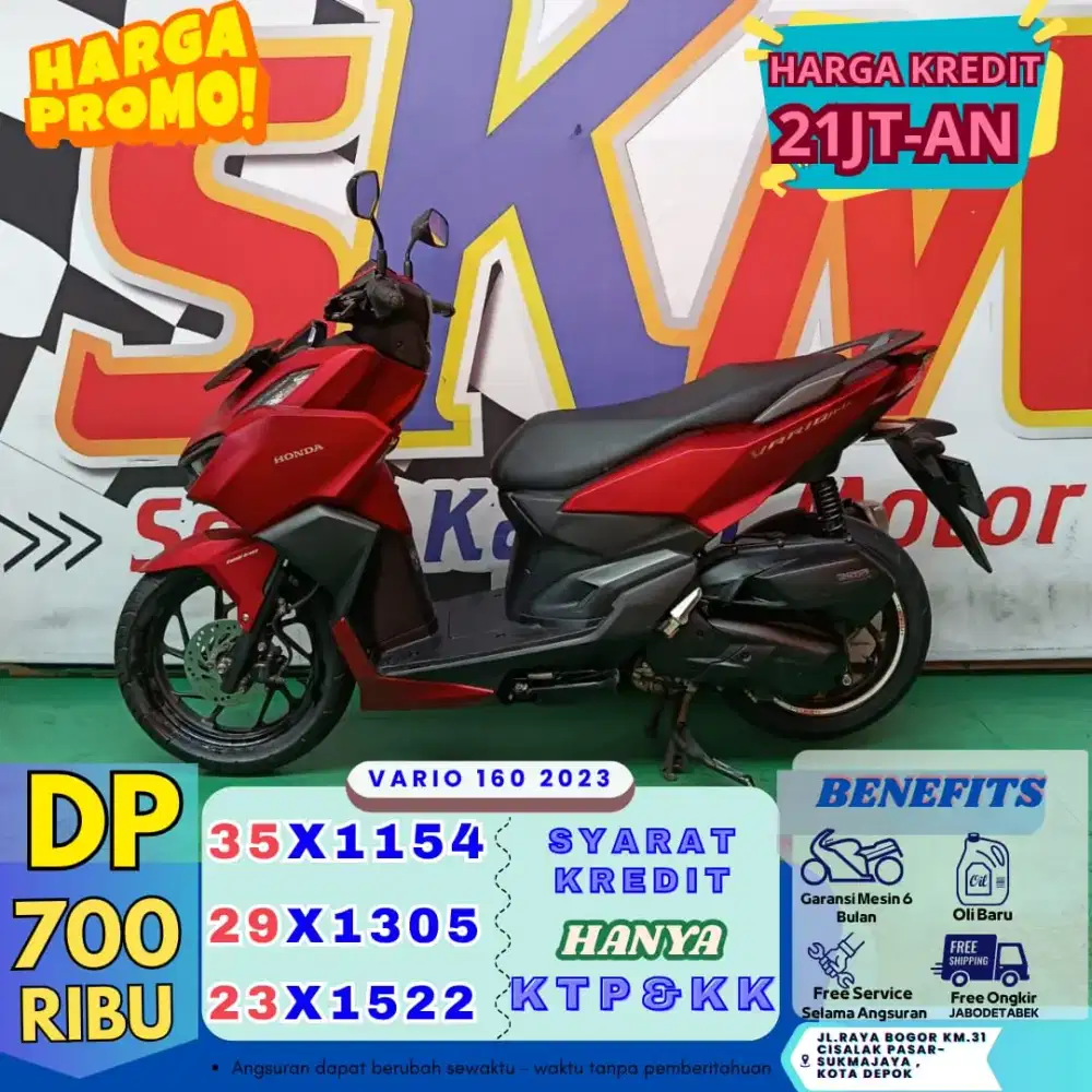 Angsuran 38ribu /hari  vario 160 2023 DP:700 km low) cash credit