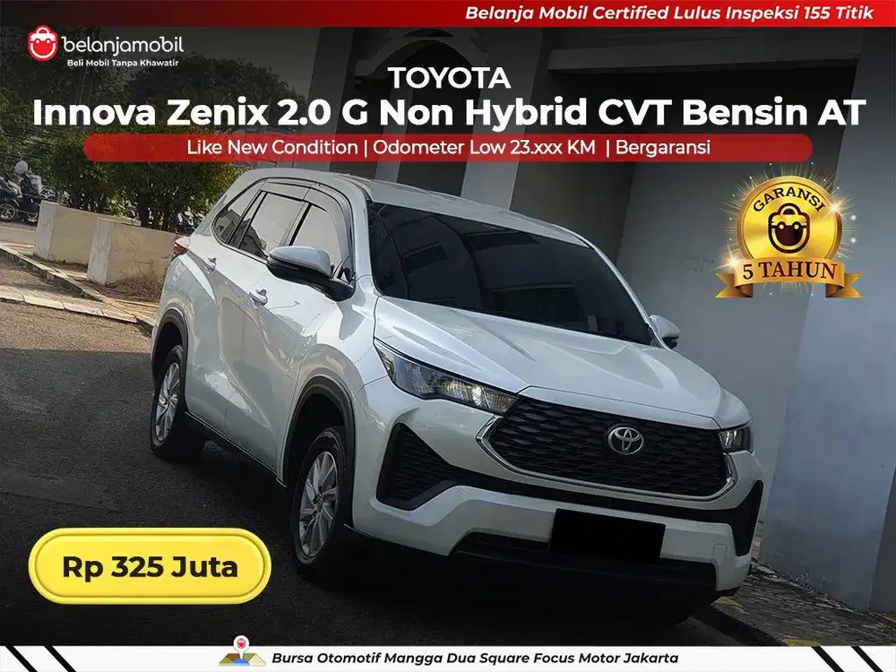 [ LOW KM 23RB ] Toyota Zenix 2.0 G Non Hybrid CVT Bensin AT 2023/2024