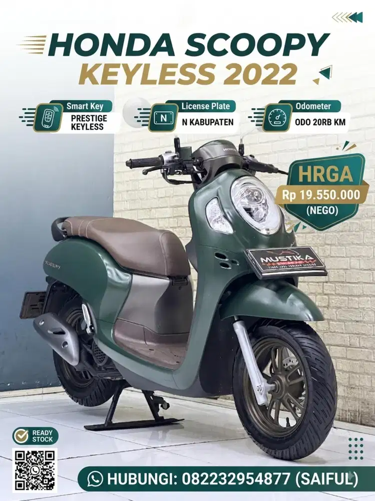 Perfect Condition!!Honda Scoopy 2022 keyles Green N Asli Mulus-Mustika