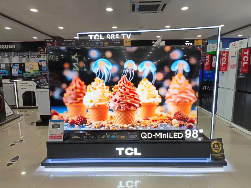 Kredit led TV tcl 98 Inc promo bebas 1x angsuran