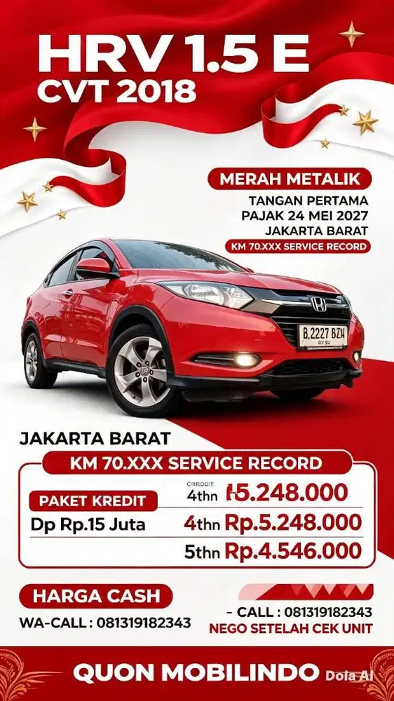 HONDA HRV HR V HR-V 1.5 E AT A/T CVT MATIC 2018