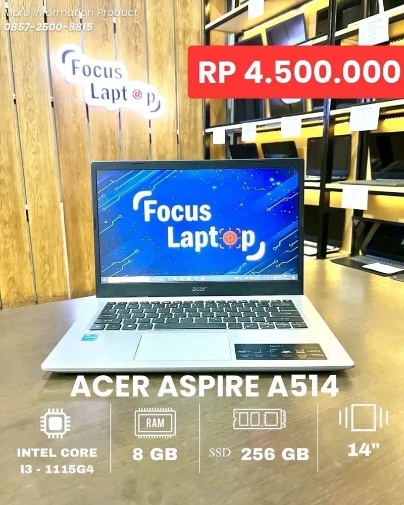ACER ASPIRE A514. INTEL CORE I3-1115G4. RAM 8 GB. SSD 256 GB. SLIM