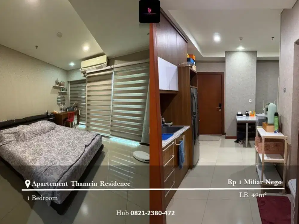 Dijual Apartement Thamrin Residence High Floor 1BR Full Furnished