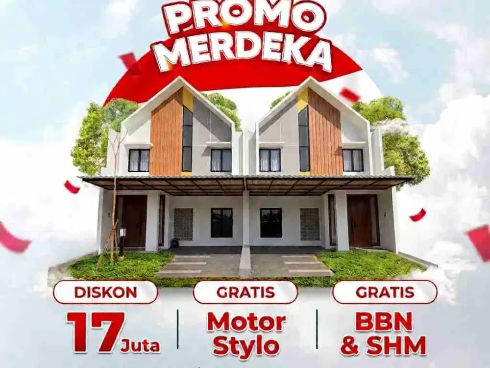 PROMO MERDEKA rumah solo baru jalan lebar 9 m dekat Rs indriati Solo Baru Sukoharjo model skandinavian