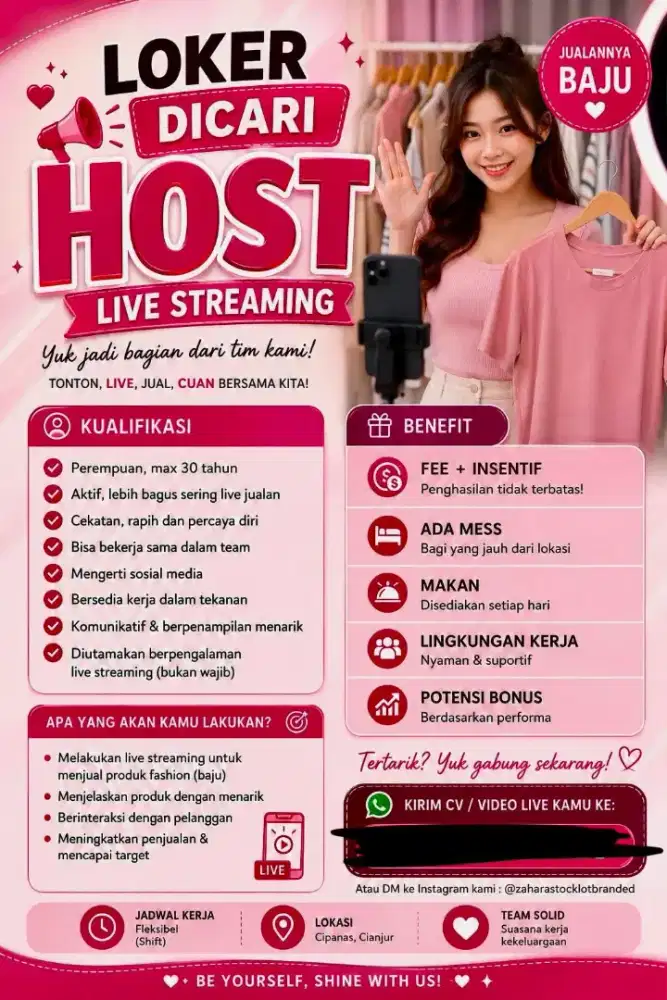 DIBUTUHKAN HOST LIVE BAJU